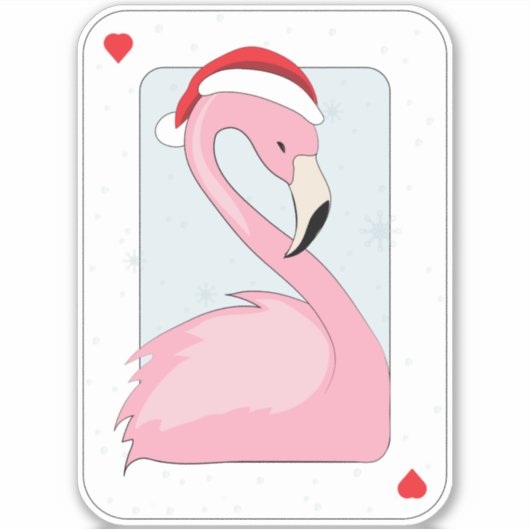 Roze Flamingo in Santa Hat Sticker (Voorkant)