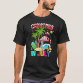 Roze flamingo in Santa Hat Sunbril Kerstmis in T-shirt (Voorkant)