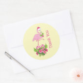 Roze Flamingo in Santa Hat Whimsical Bedankt Ronde Sticker (Envelop)