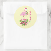Roze Flamingo in Santa Hat Whimsical Bedankt Ronde Sticker (Tas)