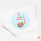 Roze Flamingo in Santa Hat Whimsical Bedankt Ronde Sticker (Envelop)