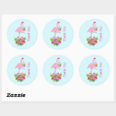 Roze Flamingo in Santa Hat Whimsical Bedankt Ronde Sticker (Vel)