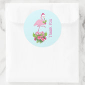 Roze Flamingo in Santa Hat Whimsical Bedankt Ronde Sticker (Tas)