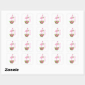 Roze Flamingo in Santa Hat Whimsical Bedankt Vierkante Sticker (Vel)