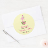 Roze Flamingo in Santa Hat Whimsical Candle Ronde Sticker (Envelop)
