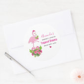 Roze Flamingo in Santa Hat Whimsical Candle Ronde Sticker (Envelop)