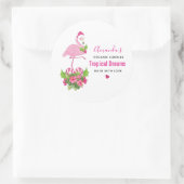 Roze Flamingo in Santa Hat Whimsical Candle Ronde Sticker (Tas)