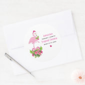 Roze Flamingo in Santa Hat Whimsical Candle Ronde Sticker (Envelop)