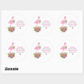 Roze Flamingo in Santa Hat Whimsical Candle Ronde Sticker (Vel)