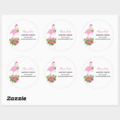 Roze Flamingo in Santa Hat Whimsical Christmas Biz Ronde Sticker (Vel)