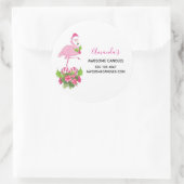 Roze Flamingo in Santa Hat Whimsical Christmas Biz Ronde Sticker (Tas)