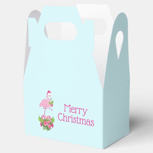 Roze flamingo in Santa Hat Whimsical Kerstmis Bedankdoosjes (Geopend)