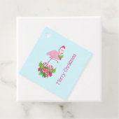 Roze flamingo in Santa Hat Whimsical Kerstmis Bedankjes Labels (In situ)