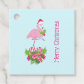 Roze flamingo in Santa Hat Whimsical Kerstmis Bedankjes Labels (Voorkant)