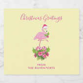 Roze flamingo in Santa Hat Whimsical Kerstmis Bier Etiket (Enkel label)