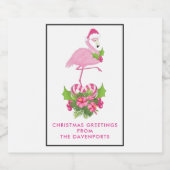 Roze flamingo in Santa Hat Whimsical Kerstmis Bier Etiket (Enkel label)