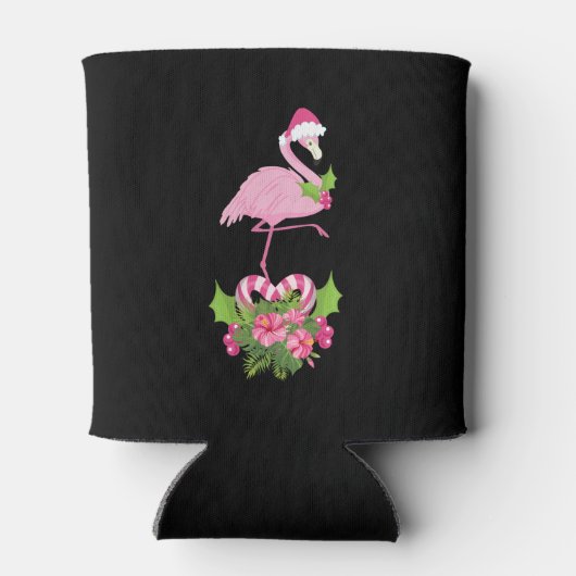 Roze flamingo in Santa Hat Whimsical Kerstmis Blikjeskoeler (Achterkant)