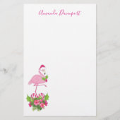 Roze flamingo in Santa Hat Whimsical Kerstmis Briefpapier (Voorkant)