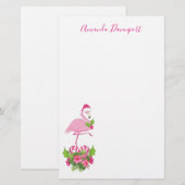 Roze flamingo in Santa Hat Whimsical Kerstmis Briefpapier (Voorkant / Achterkant)
