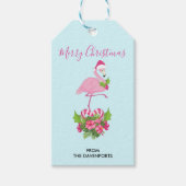 Roze flamingo in Santa Hat Whimsical Kerstmis Cadeaulabel (Voorkant)
