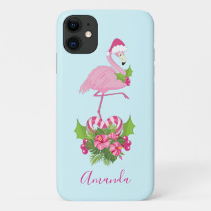 Roze flamingo in Santa Hat Whimsical Kerstmis Case-Mate iPhone Case