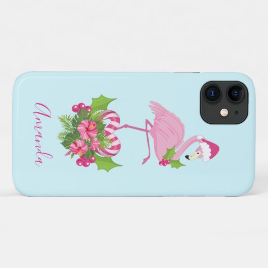 Roze flamingo in Santa Hat Whimsical Kerstmis Case-Mate iPhone Case (Achterkant (horizontaal))