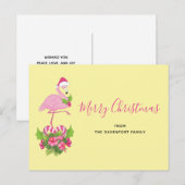 Roze flamingo in Santa Hat Whimsical Kerstmis Feestdagenkaart (Voorkant / Achterkant)