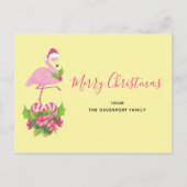 Roze flamingo in Santa Hat Whimsical Kerstmis Feestdagenkaart (Voorkant)