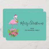 Roze flamingo in Santa Hat Whimsical Kerstmis Feestdagenkaart (Voorkant / Achterkant)