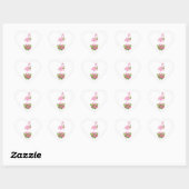 Roze flamingo in Santa Hat Whimsical Kerstmis Hart Sticker (Vel)