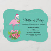 Roze flamingo in Santa Hat Whimsical Kerstmis Kaart (Voorkant / Achterkant)