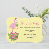 Roze flamingo in Santa Hat Whimsical Kerstmis Kaart (Staand voorkant)