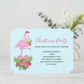 Roze flamingo in Santa Hat Whimsical Kerstmis Kaart (Staand voorkant)