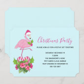 Roze flamingo in Santa Hat Whimsical Kerstmis Kaart (Voorkant / Achterkant)