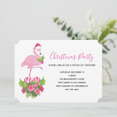 Roze flamingo in Santa Hat Whimsical Kerstmis Kaart (Staand voorkant)