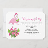 Roze flamingo in Santa Hat Whimsical Kerstmis Kaart (Voorkant)