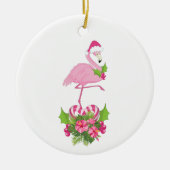 Roze flamingo in Santa Hat Whimsical Kerstmis Keramisch Ornament (Voorkant)