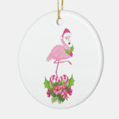 Roze flamingo in Santa Hat Whimsical Kerstmis Keramisch Ornament (Links)