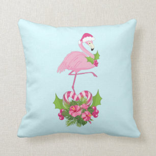 Roze flamingo in Santa Hat Whimsical Kerstmis Kussen