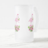 Roze flamingo in Santa Hat Whimsical Kerstmis Matglas Bierpul (Voorkant rechts)