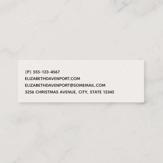 Roze flamingo in Santa Hat Whimsical Kerstmis Mini Visitekaartje (Achterkant)