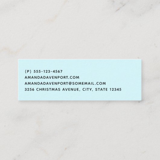 Roze flamingo in Santa Hat Whimsical Kerstmis Mini Visitekaartje (Achterkant)