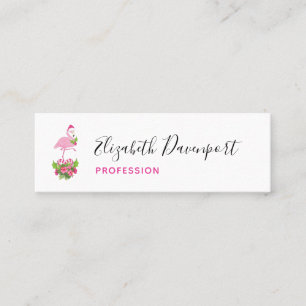 Roze flamingo in Santa Hat Whimsical Kerstmis Mini Visitekaartje