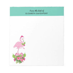 Roze flamingo in Santa Hat Whimsical Kerstmis Notitieblok