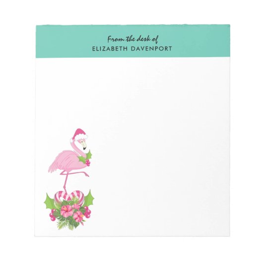 Roze flamingo in Santa Hat Whimsical Kerstmis Notitieblok (Voorkant)