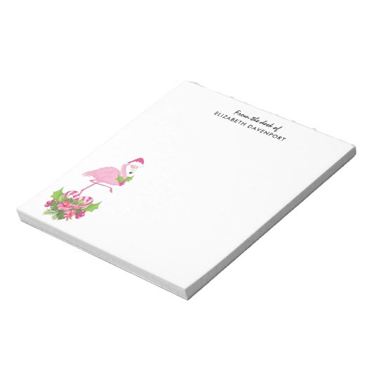 Roze flamingo in Santa Hat Whimsical Kerstmis Notitieblok (Linkerzijde)