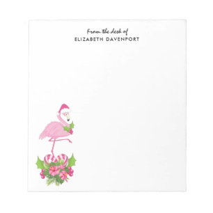 Roze flamingo in Santa Hat Whimsical Kerstmis Notitieblok