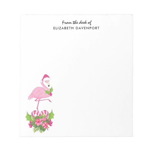 Roze flamingo in Santa Hat Whimsical Kerstmis Notitieblok (Voorkant)