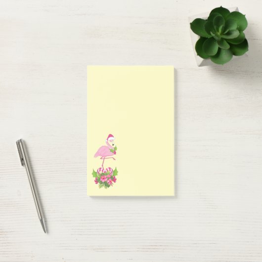 Roze flamingo in Santa Hat Whimsical Kerstmis Post-it® Notes (Kantoor)
