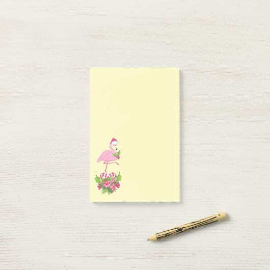 Roze flamingo in Santa Hat Whimsical Kerstmis Post-it® Notes (Op bureau)
